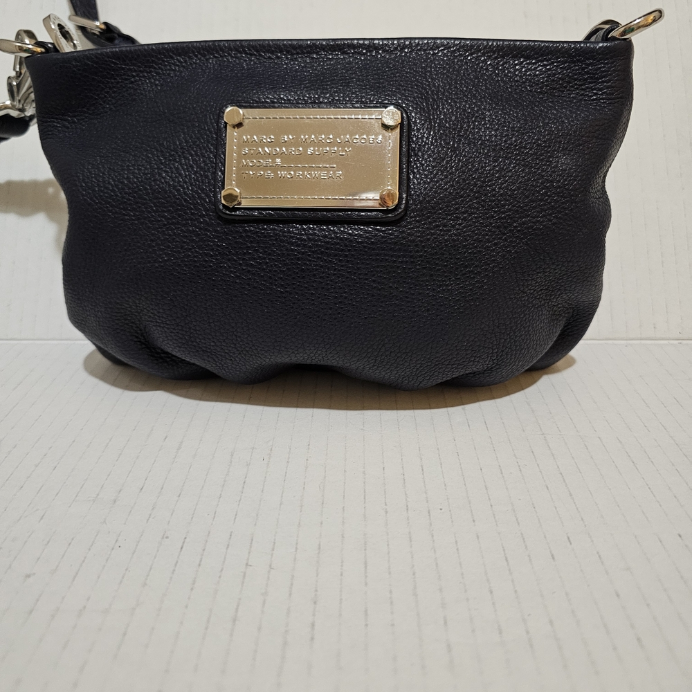 Marc by Marc Jacobs Navy Blue Pebbled Leather Crossbody Bag with Silver Hardware - Picture 2 of 12